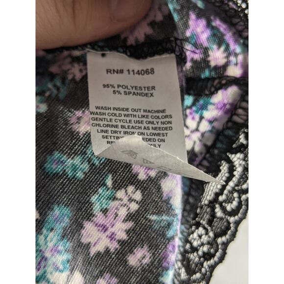 Ten Sixty Lounge Small Spaghetti Strap Racerback Tank Lace Trim Floral Layering - Picture 9 of 9